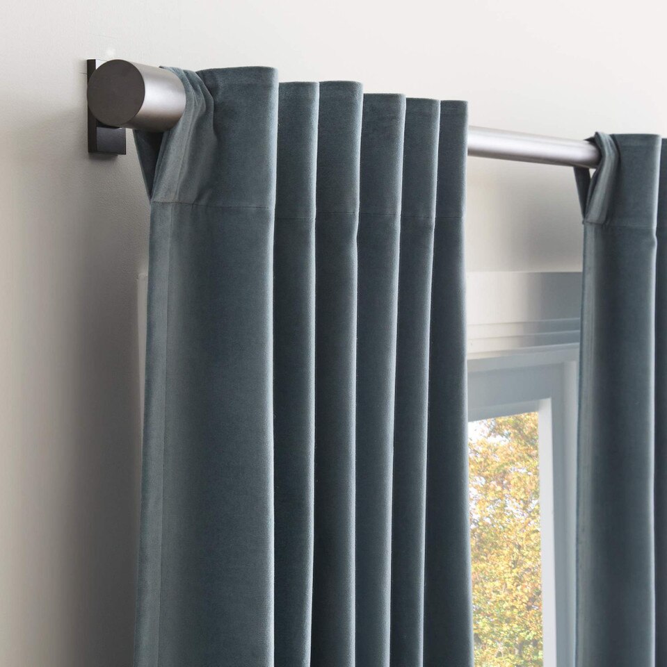 Cotton Velvet Curtain - Frost Grey